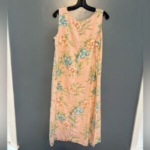 Tahiti Reef Club Sleeveless Floral Rayon Dress with Side Slits, midi